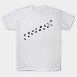 White paw prints trace T-Shirt